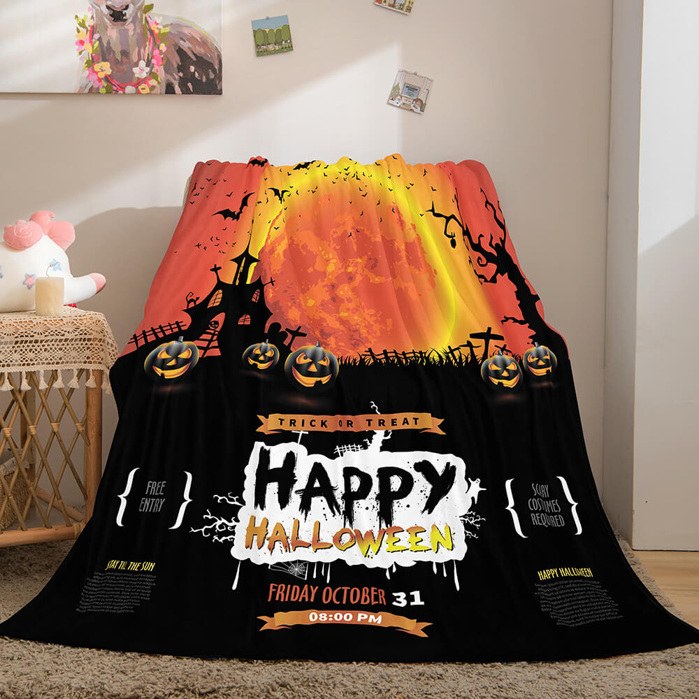 2024 NEW Halloween Castle Flannel Fleece Throw Cosplay Blanket