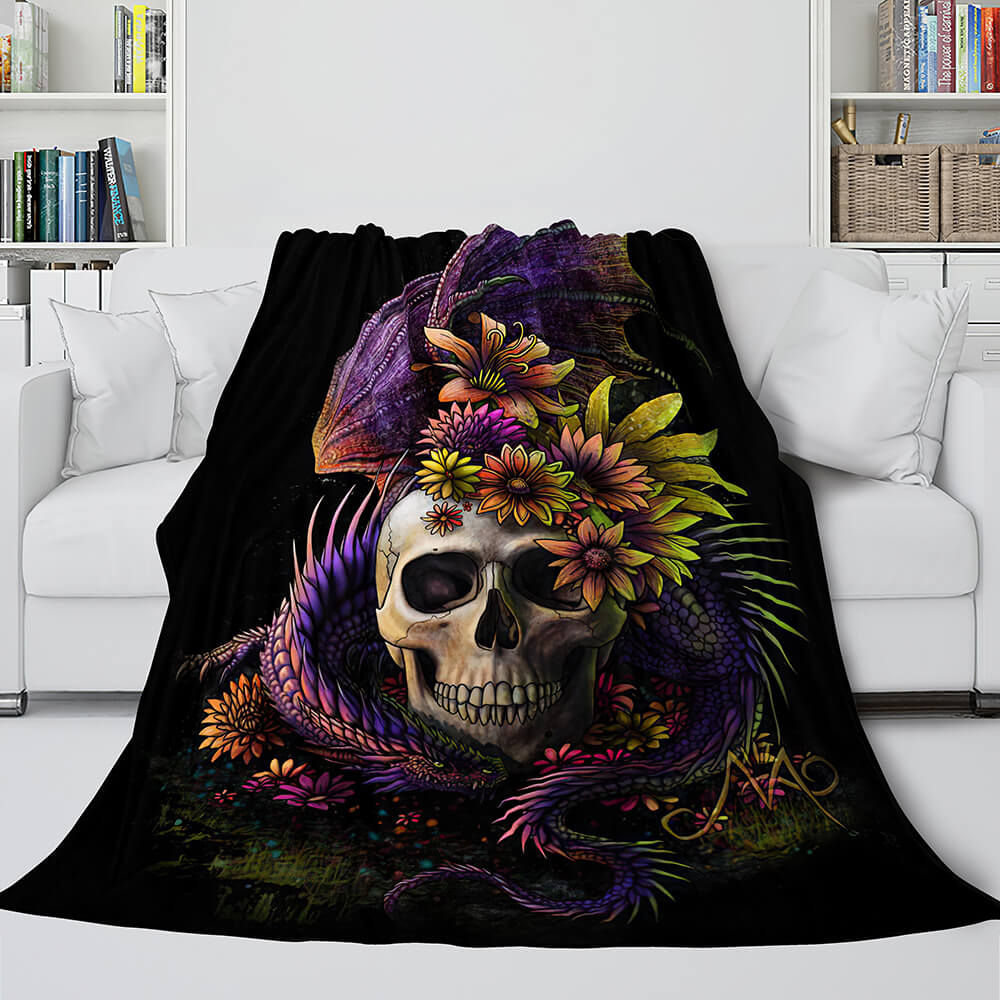 2024 NEW Halloween Decoration Skeleton Skull Bed Blanket Flannel Blanket Sets