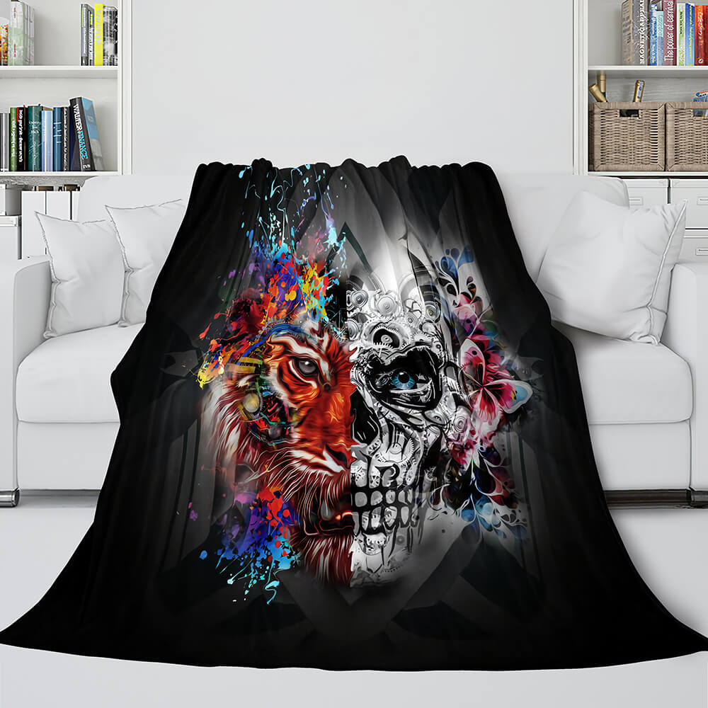 2024 NEW Halloween Decoration Skeleton Skull Bed Blanket Flannel Blanket Sets