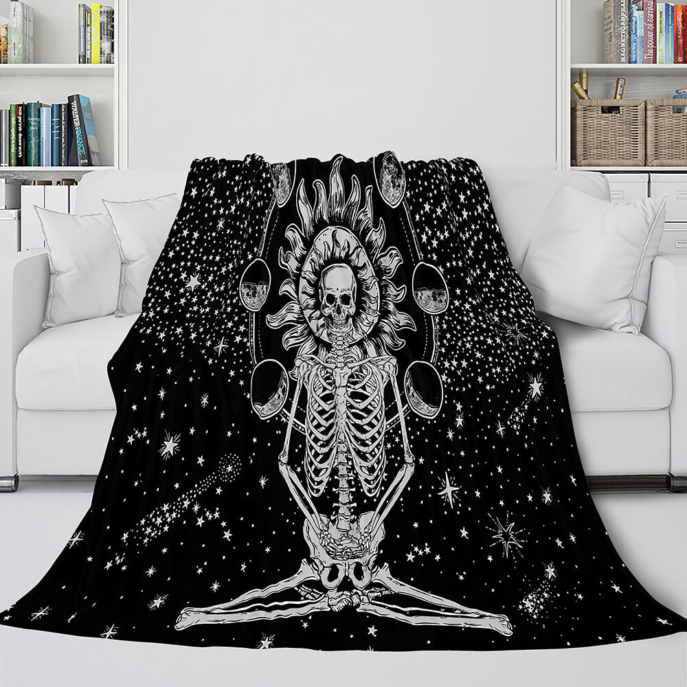 2024 NEW Halloween Decoration Skeleton Skull Bed Blanket Flannel Blanket Sets