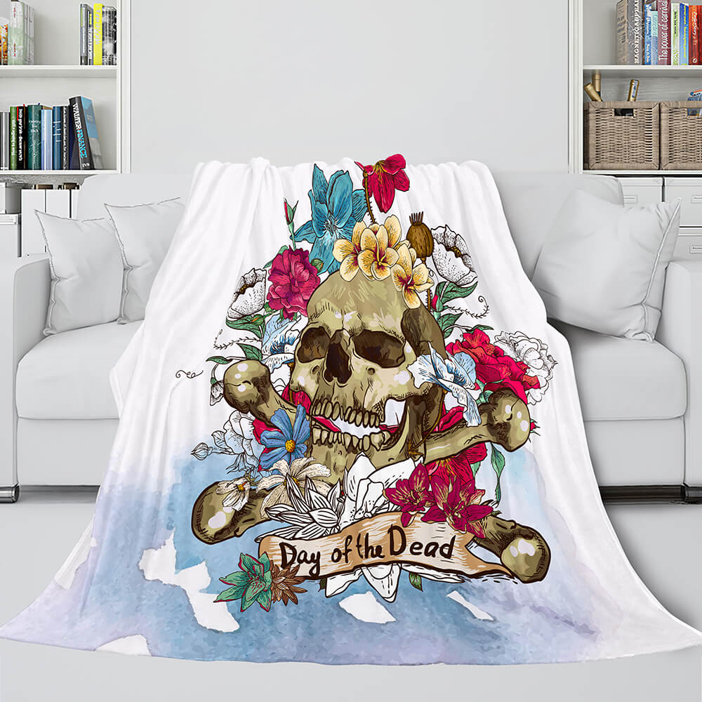 2024 NEW Halloween Decoration Skeleton Skull Bed Blanket Flannel Blanket Sets