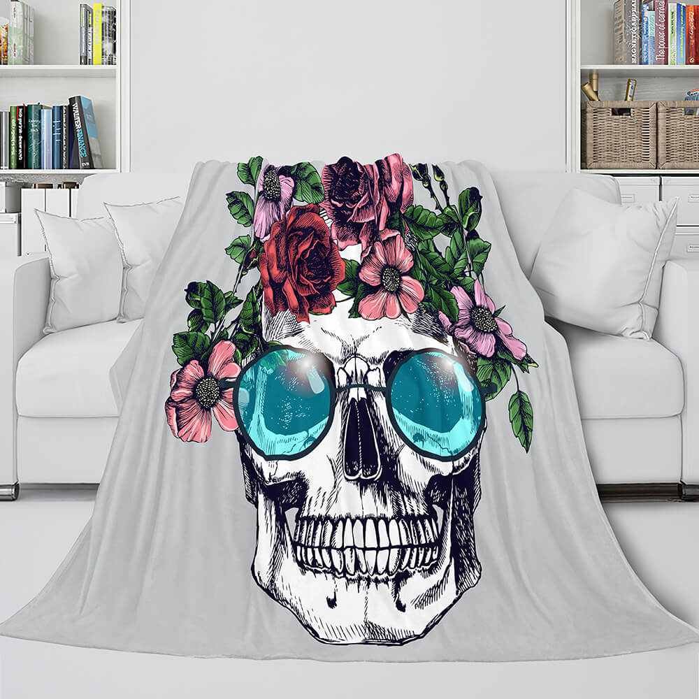 2024 NEW Halloween Decoration Skeleton Skull Bed Blanket Flannel Blanket Sets