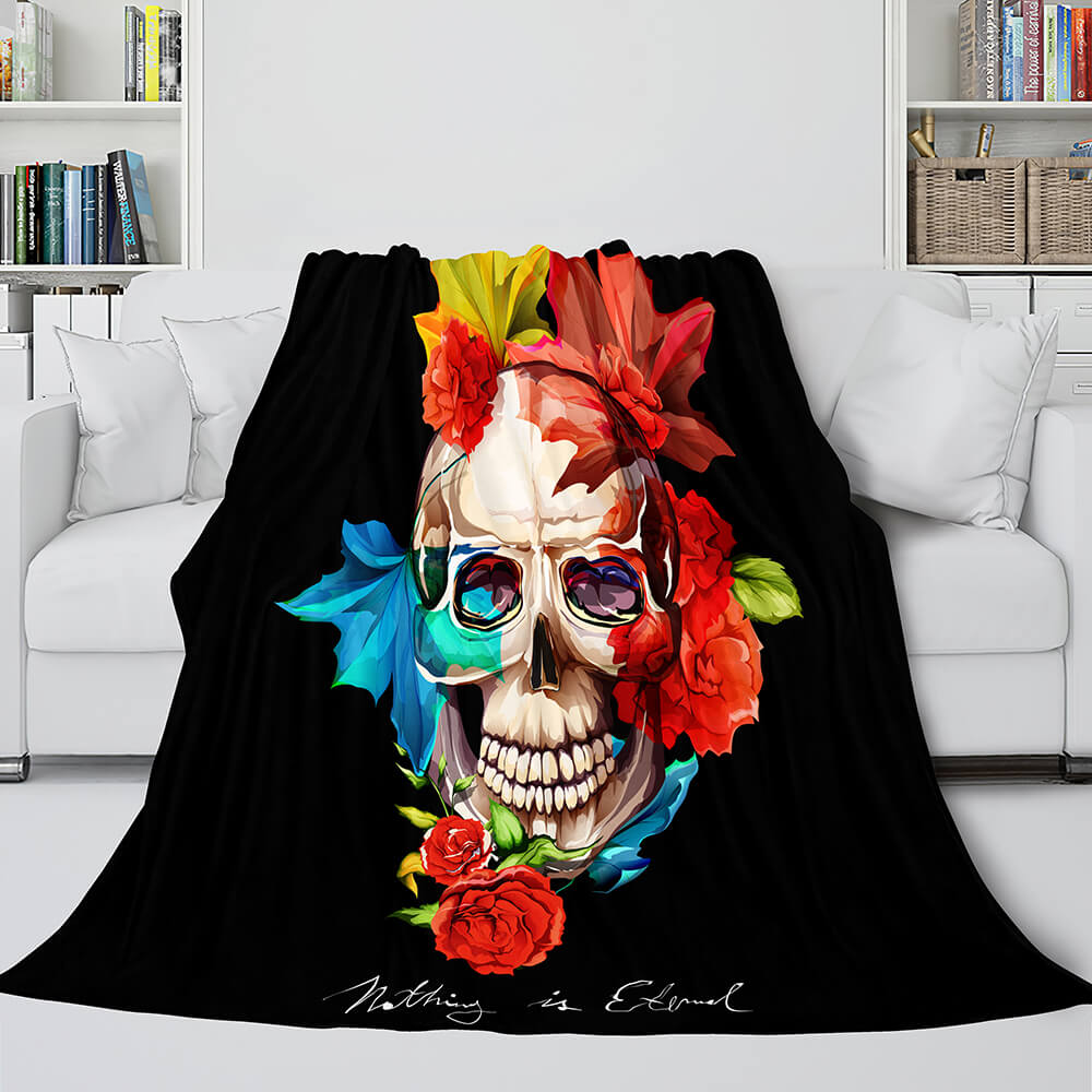 2024 NEW Halloween Decoration Skeleton Skull Bed Blanket Flannel Blanket Sets