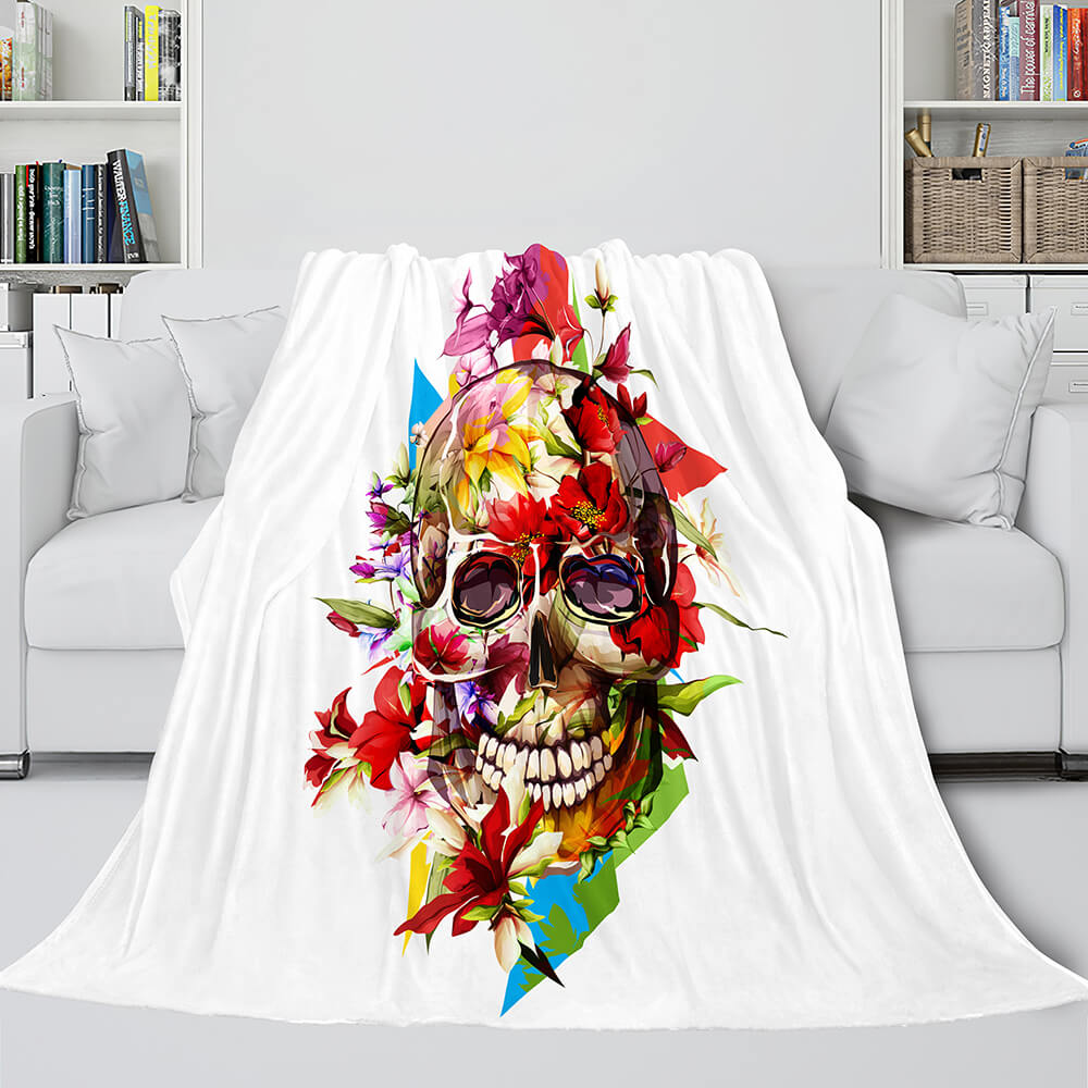 2024 NEW Halloween Decoration Skeleton Skull Bed Blanket Flannel Blanket Sets