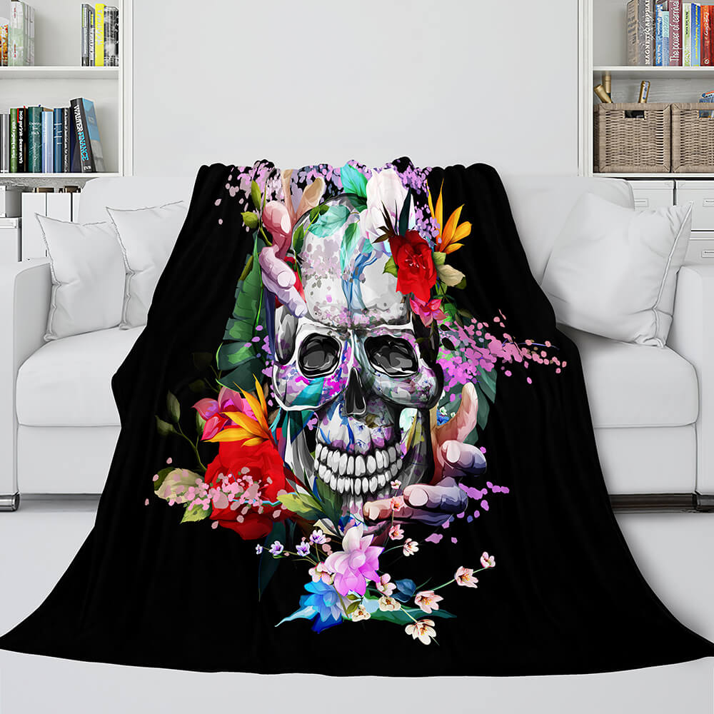 2024 NEW Halloween Decoration Skeleton Skull Bed Blanket Flannel Blanket Sets