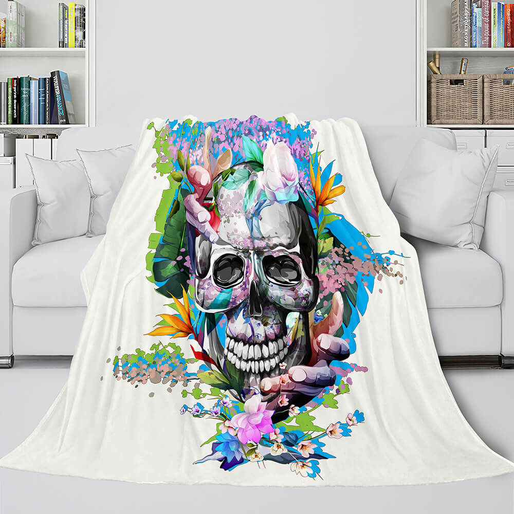 2024 NEW Halloween Decoration Skeleton Skull Bed Blanket Flannel Blanket Sets