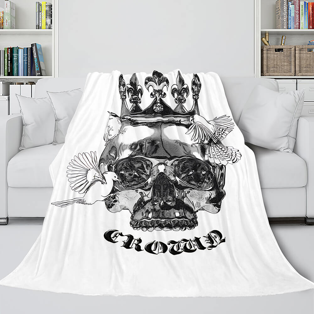 2024 NEW Halloween Decoration Skeleton Skull Bed Blanket Flannel Blanket Sets