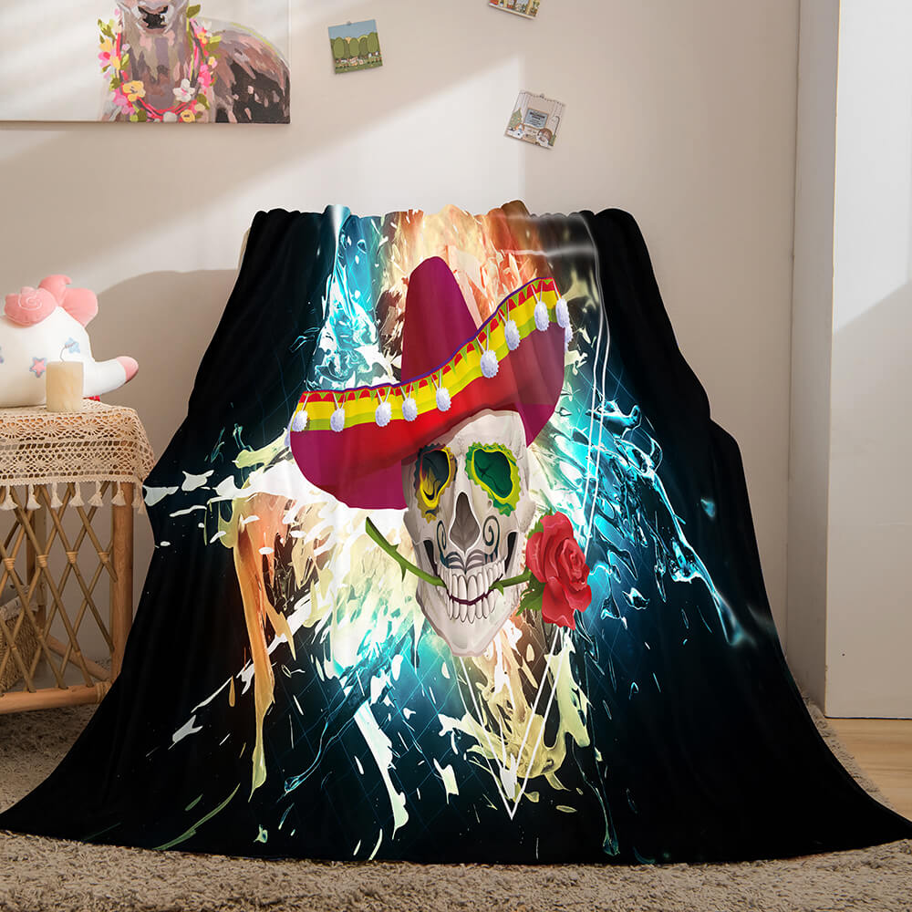 2024 NEW Halloween Horror Skull Flannel Fleece Blanket Skeleton Throw Blanket