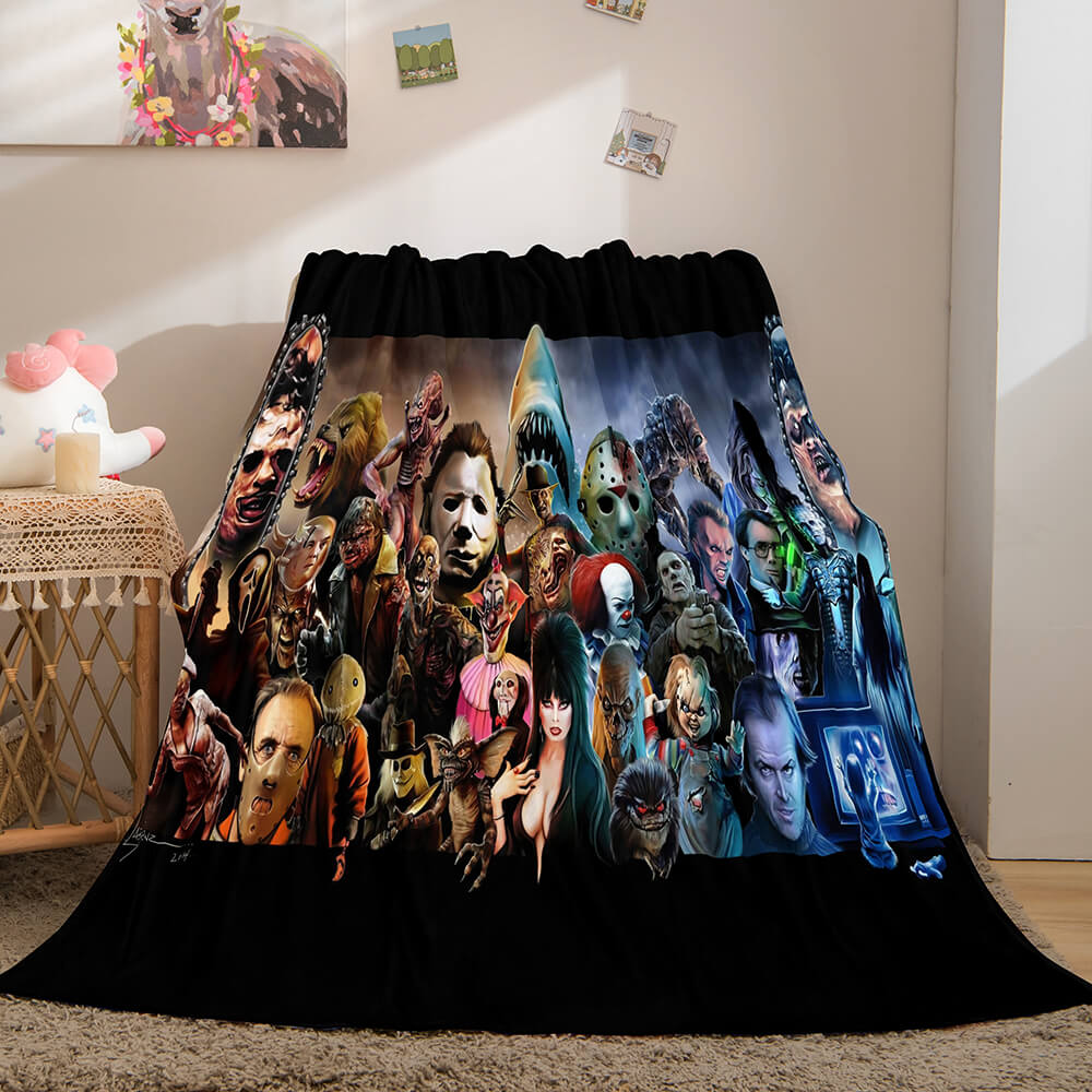 2024 NEW Halloween Horror Theme Flannel Fleece Throw Cosplay Blanket Sets