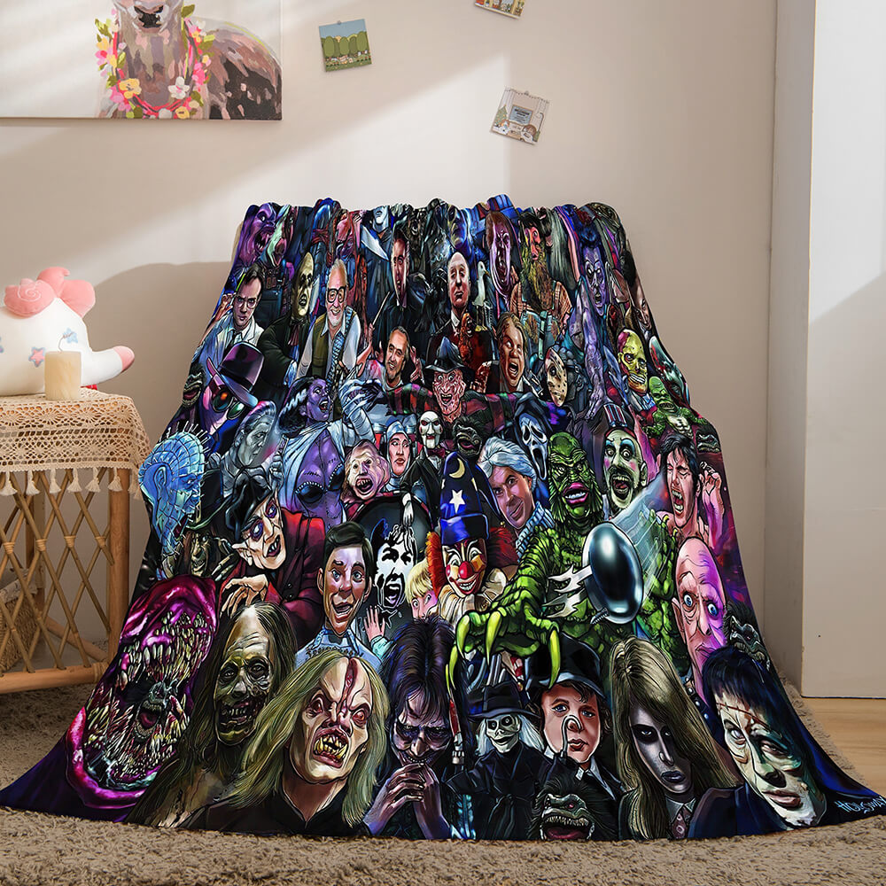 2024 NEW Halloween Horror Theme Flannel Fleece Throw Cosplay Blanket Sets