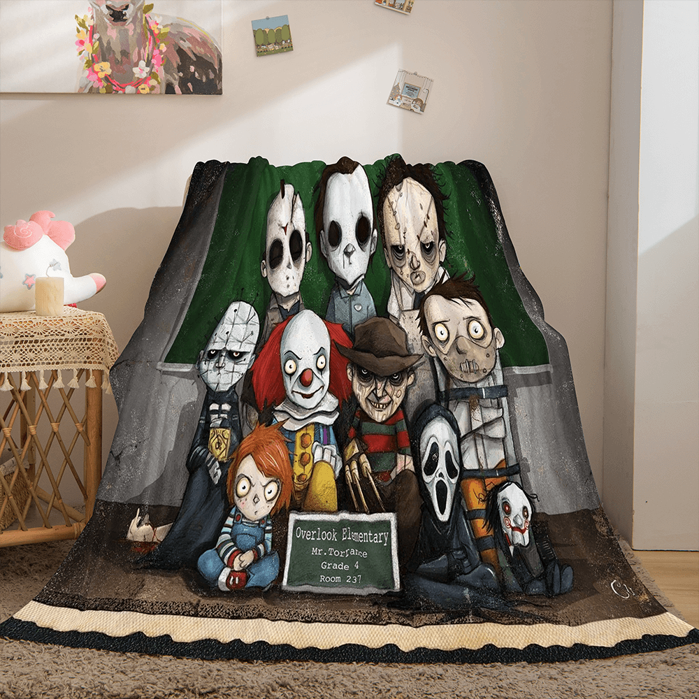 2024 NEW Halloween Horror Theme Flannel Fleece Throw Cosplay Blanket Sets