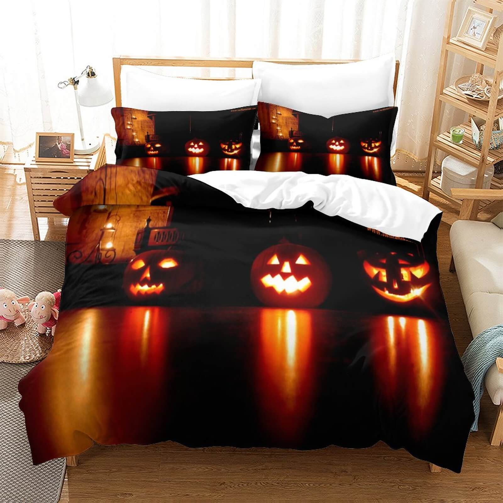 2024 NEW Halloween Pumpkin Decor Bedding Set Quilt Cover Without Filler