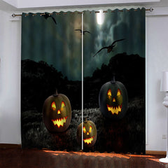 2024 NEW Halloween Pumpkin Decor Curtains Blackout Window Drapes