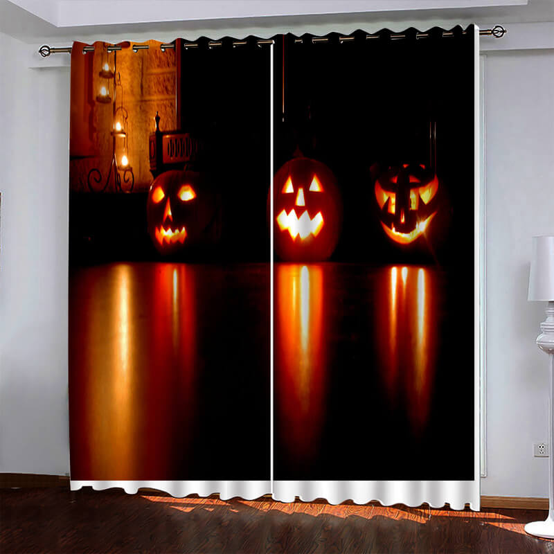 2024 NEW Halloween Pumpkin Decor Curtains Blackout Window Drapes