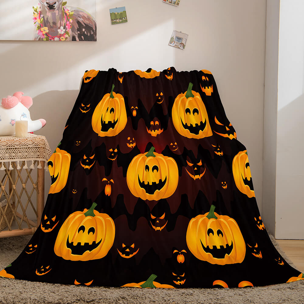 2024 NEW Halloween Pumpkin Flannel Fleece Throw Cosplay Blanket