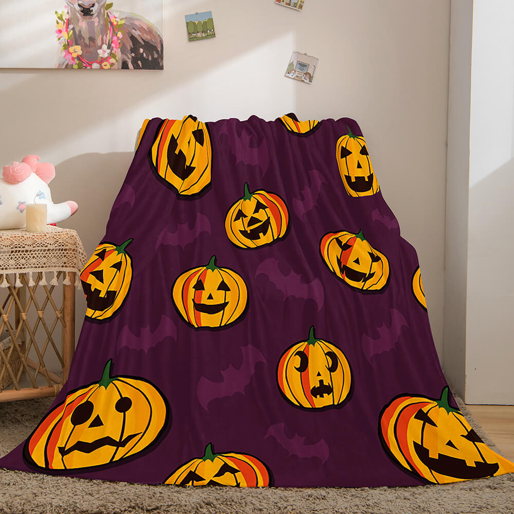 2024 NEW Halloween Pumpkin Flannel Fleece Throw Cosplay Blanket