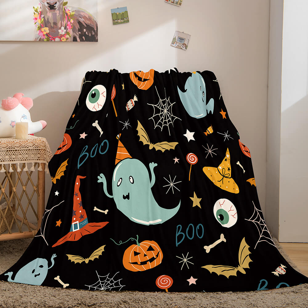 2024 NEW Halloween Pumpkin Flannel Fleece Throw Cosplay Blanket