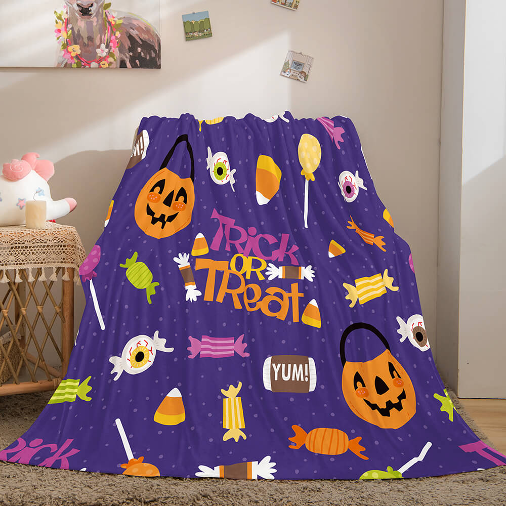 2024 NEW Halloween Pumpkin Flannel Fleece Throw Cosplay Blanket