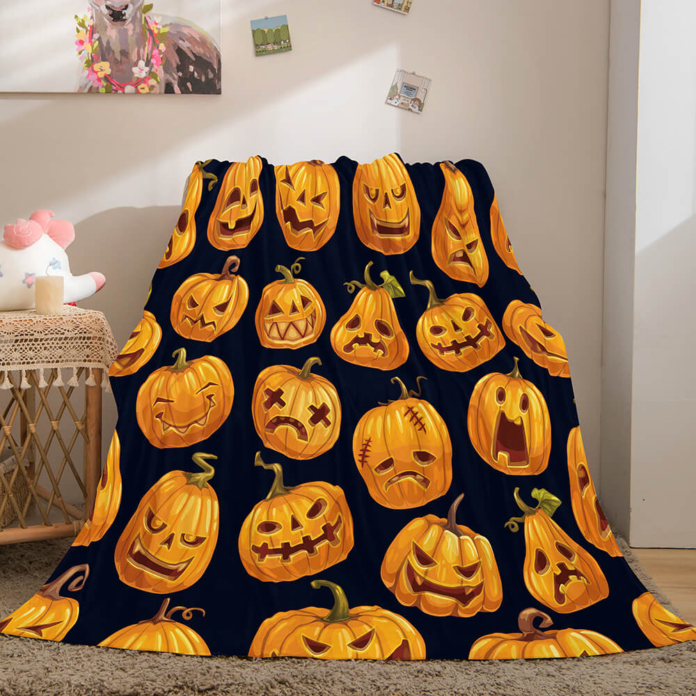 2024 NEW Halloween Pumpkin Flannel Fleece Throw Cosplay Blanket