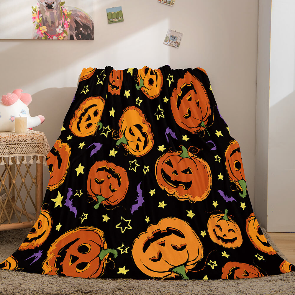 2024 NEW Halloween Pumpkin Flannel Fleece Throw Cosplay Blanket