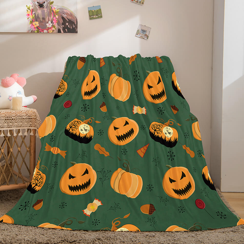 2024 NEW Halloween Pumpkin Flannel Fleece Throw Cosplay Blanket