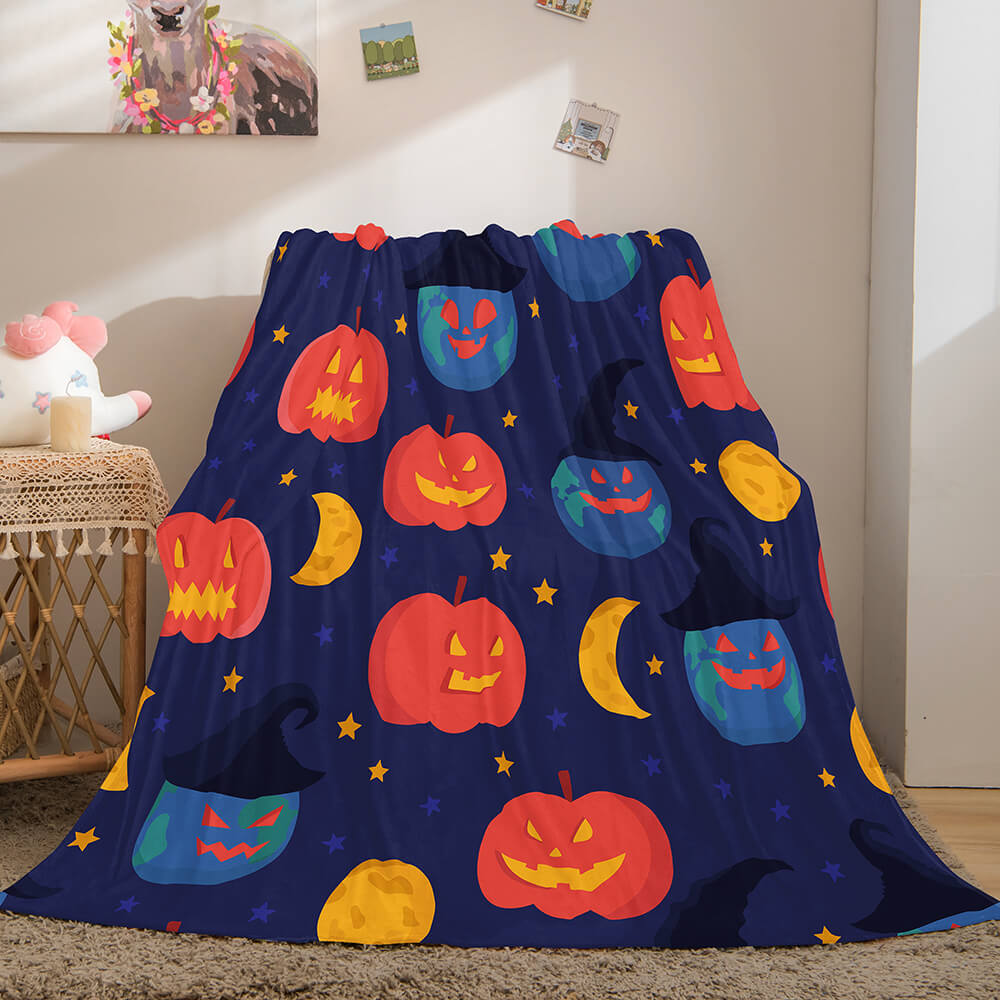 2024 NEW Halloween Pumpkin Flannel Fleece Throw Cosplay Blanket