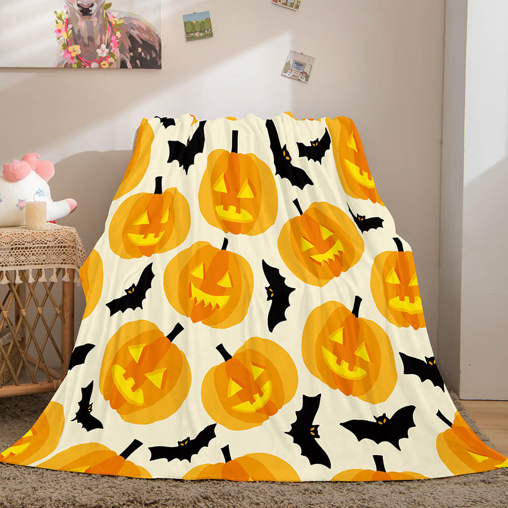 2024 NEW Halloween Pumpkin Flannel Fleece Throw Cosplay Blanket