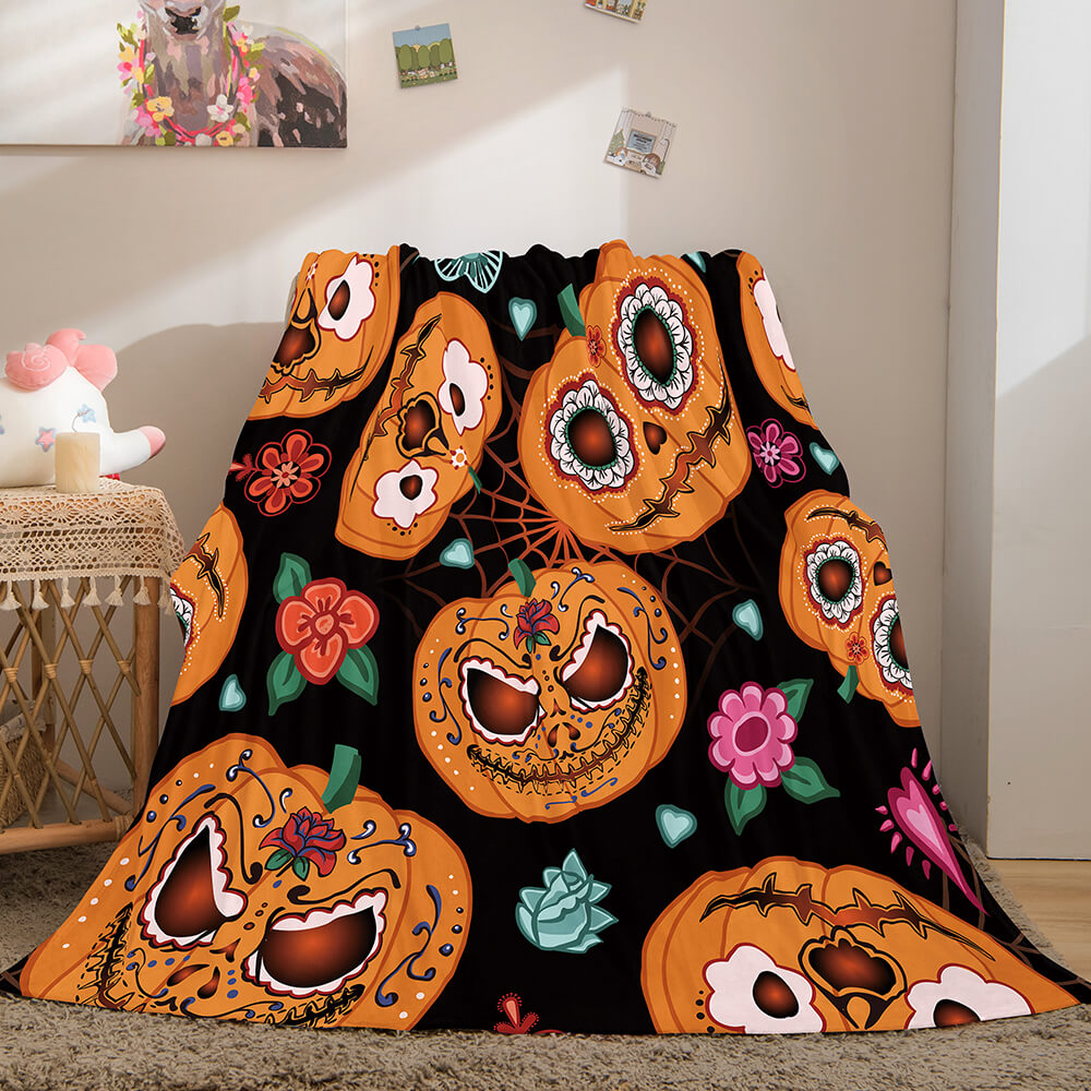 2024 NEW Halloween Pumpkin Flannel Fleece Throw Cosplay Blanket