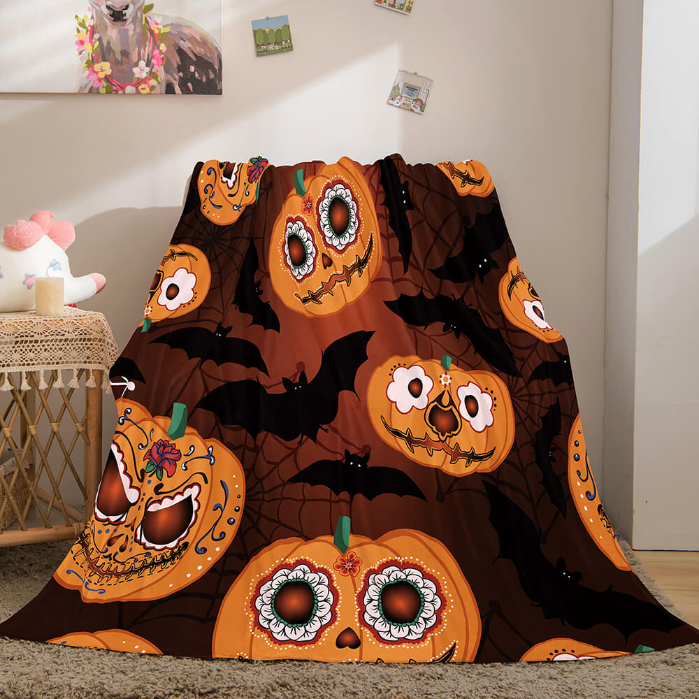 2024 NEW Halloween Pumpkin Flannel Fleece Throw Cosplay Blanket