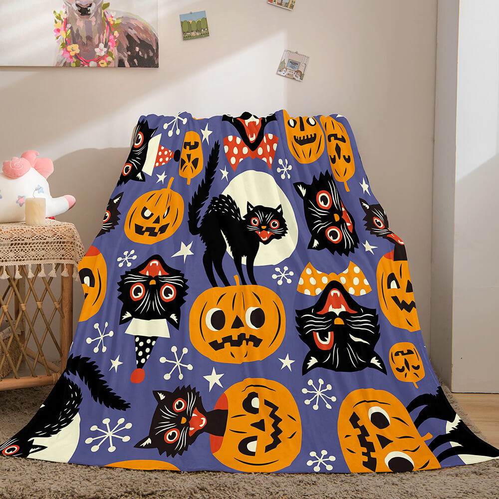 2024 NEW Halloween Pumpkin Flannel Fleece Throw Cosplay Blanket