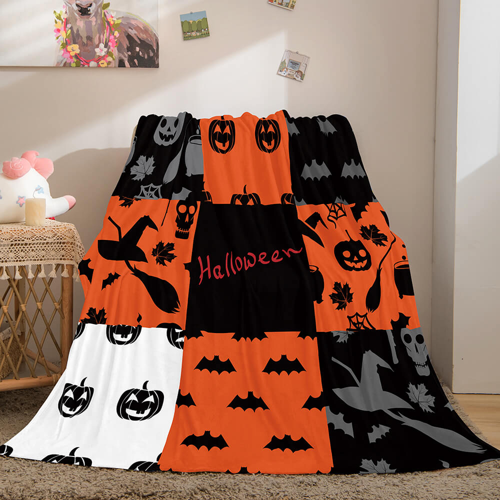 2024 NEW Halloween Pumpkin Flannel Fleece Throw Cosplay Blanket