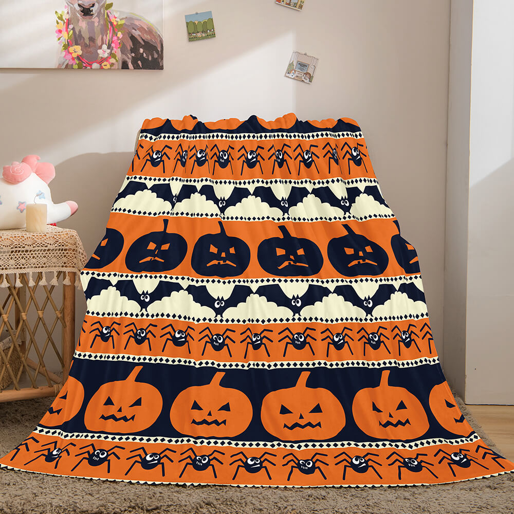 2024 NEW Halloween Pumpkin Flannel Fleece Throw Cosplay Blanket