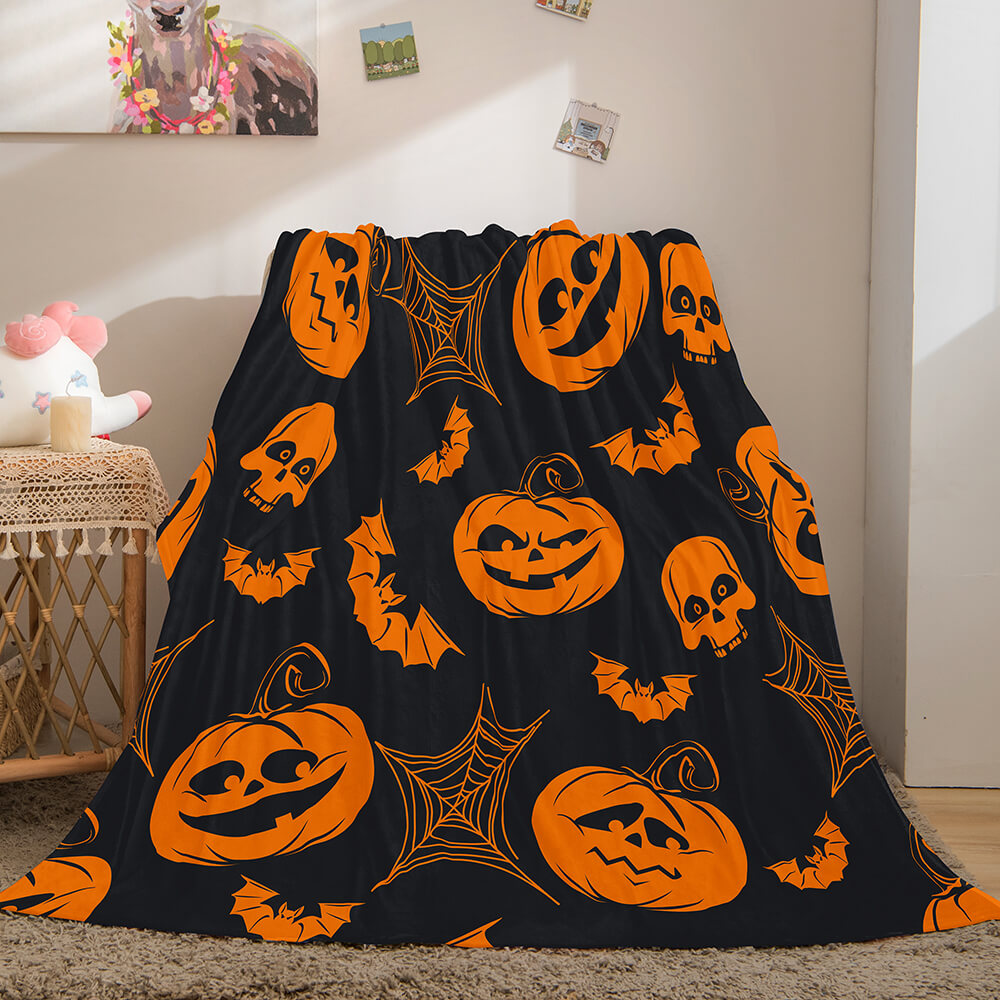 2024 NEW Halloween Pumpkin Flannel Fleece Throw Cosplay Blanket