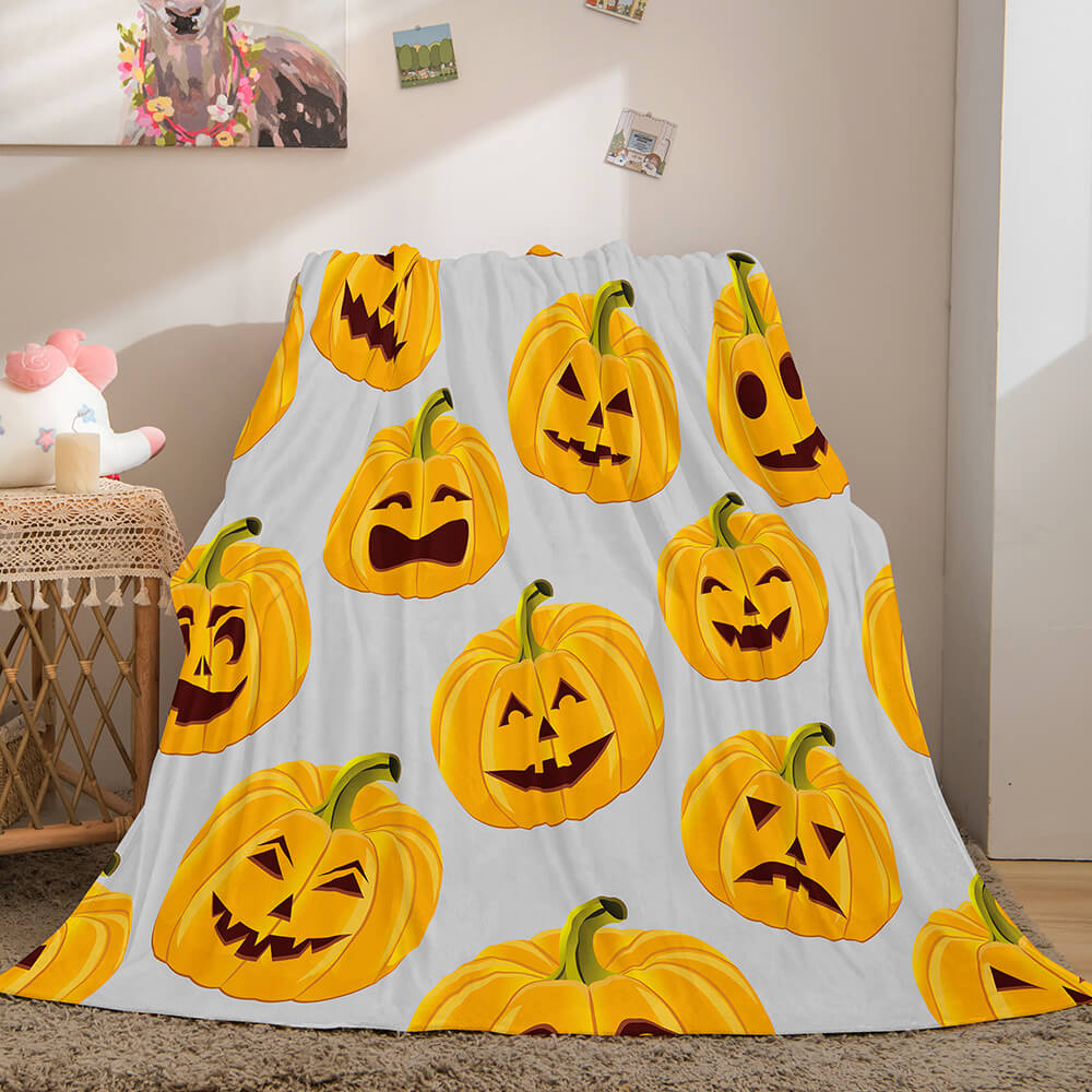 2024 NEW Halloween Pumpkin Flannel Fleece Throw Cosplay Blanket