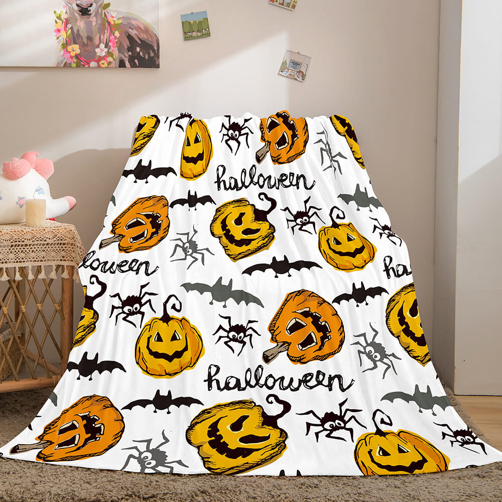 2024 NEW Halloween Pumpkin Flannel Fleece Throw Cosplay Blanket