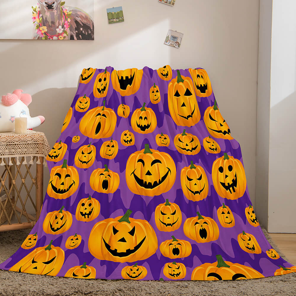 2024 NEW Halloween Pumpkin Flannel Fleece Throw Cosplay Blanket