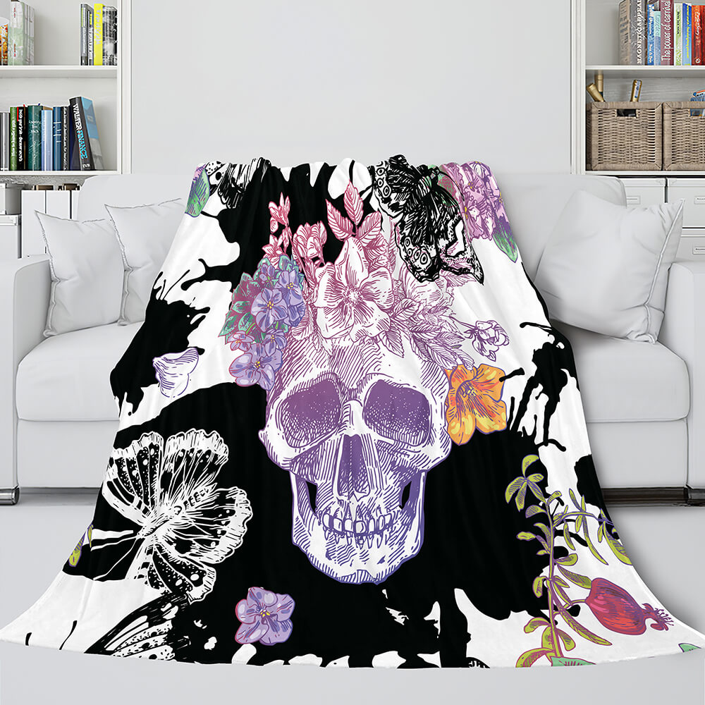 2024 NEW Halloween Skeleton Skull Flannel Blanket Throw Blanket