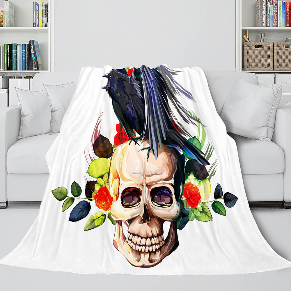 2024 NEW Halloween Skeleton Skull Flannel Blanket Throw Blanket