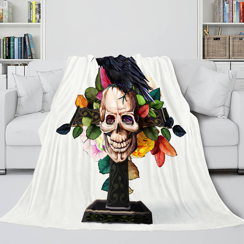 2024 NEW Halloween Skeleton Skull Flannel Blanket Throw Blanket