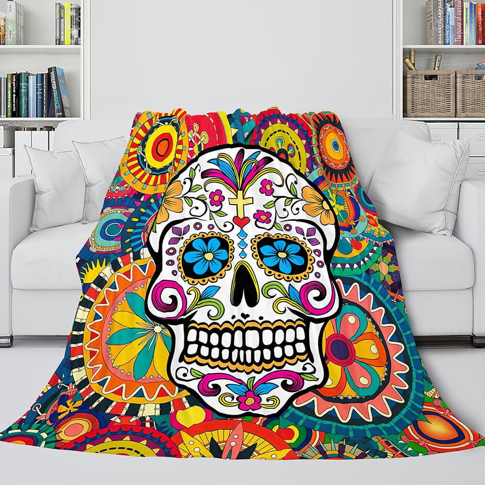 2024 NEW Halloween Skeleton Skull Flannel Blanket Throw Blanket