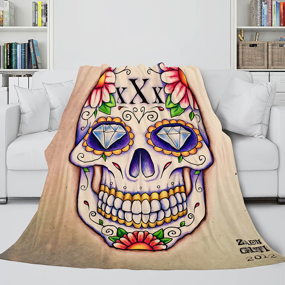 2024 NEW Halloween Skeleton Skull Flannel Blanket Throw Blanket