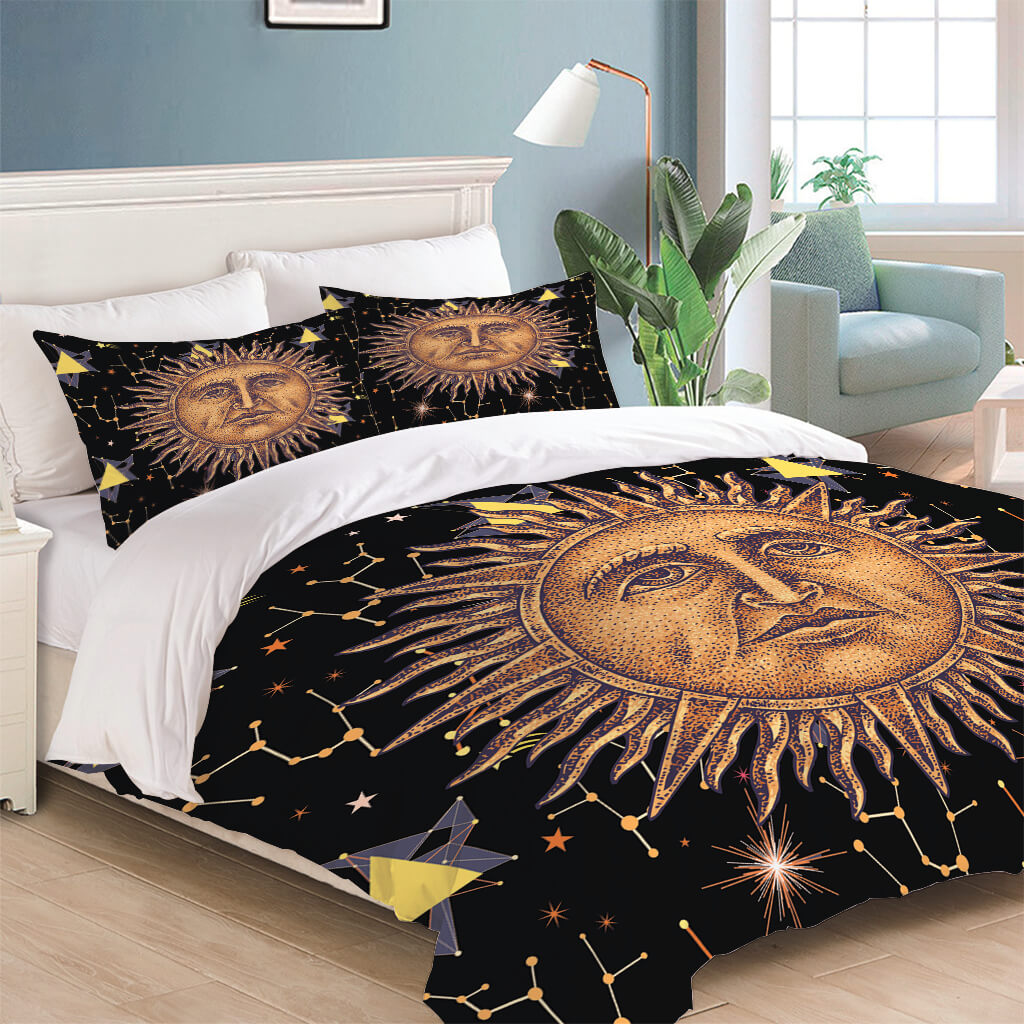2024 NEW Hand Drawn Sun Face Bedding Sets Quilt Cover Without Filler