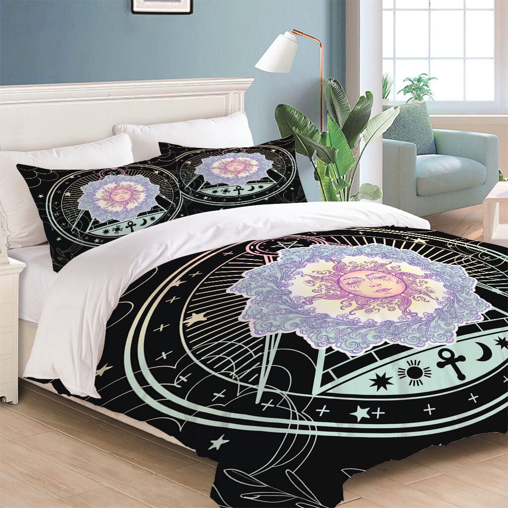 2024 NEW Hand Drawn Sun Face Bedding Sets Quilt Cover Without Filler