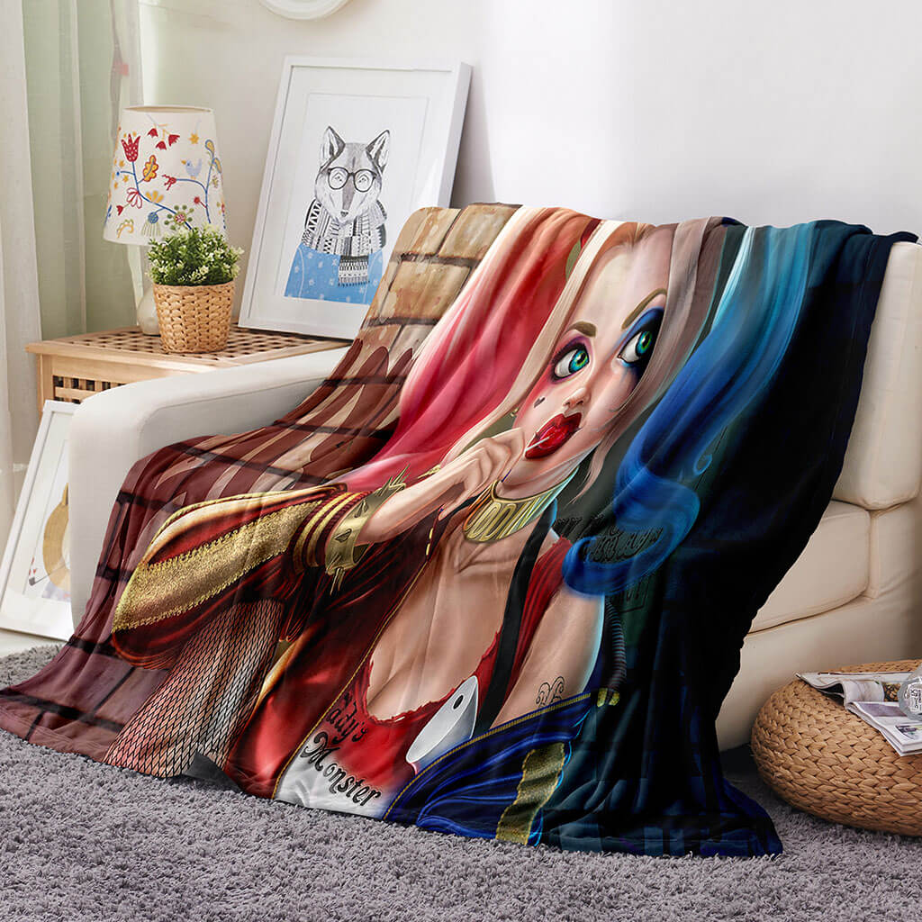 2024 NEW Harley Quinn Blanket Flannel Throw Room Decoration