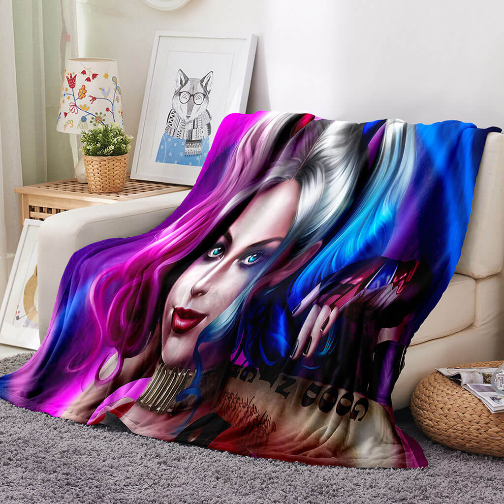 2024 NEW Harley Quinn Blanket Flannel Throw Room Decoration