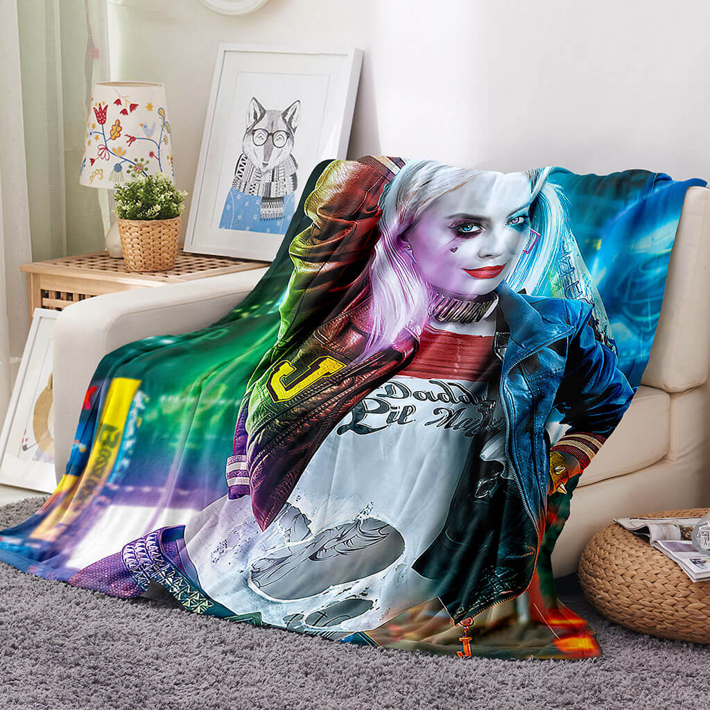 2024 NEW Harley Quinn Blanket Flannel Throw Room Decoration