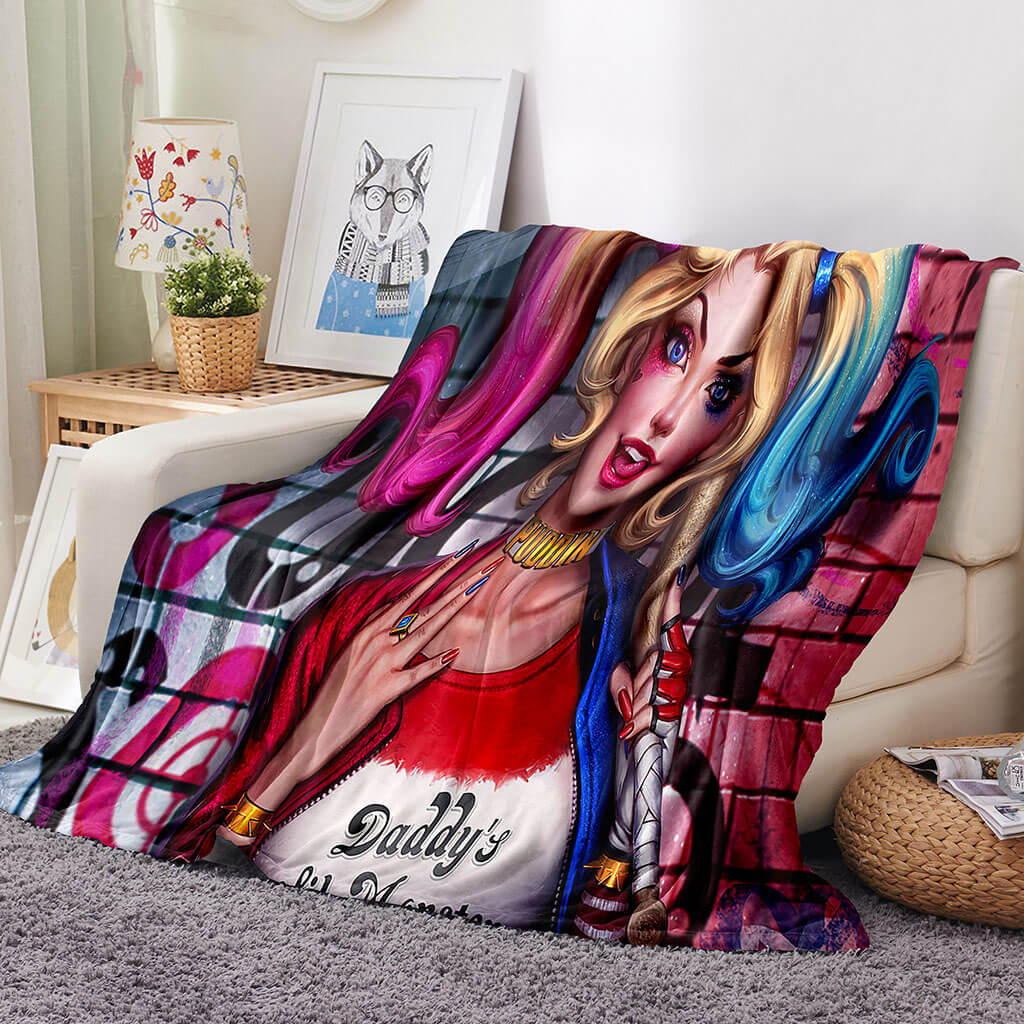 2024 NEW Harley Quinn Blanket Flannel Throw Room Decoration