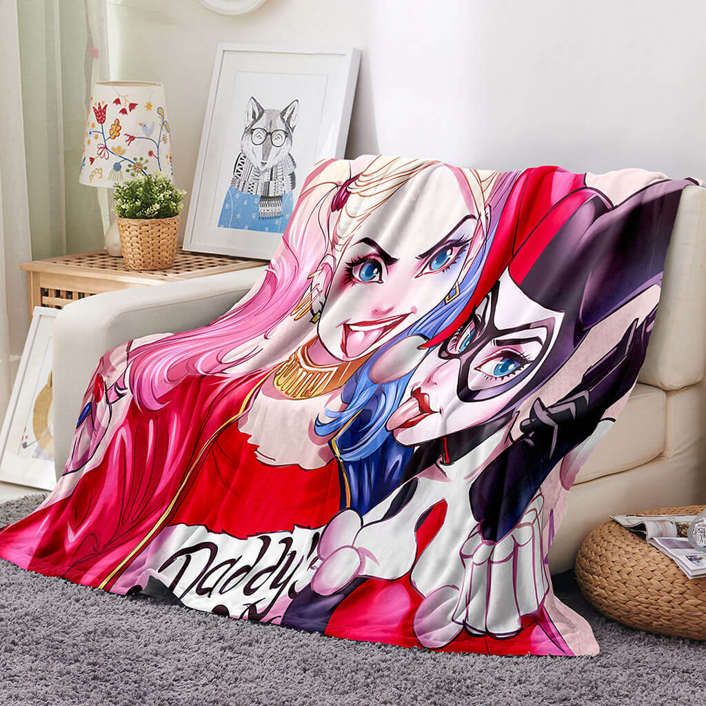 2024 NEW Harley Quinn Blanket Flannel Throw Room Decoration