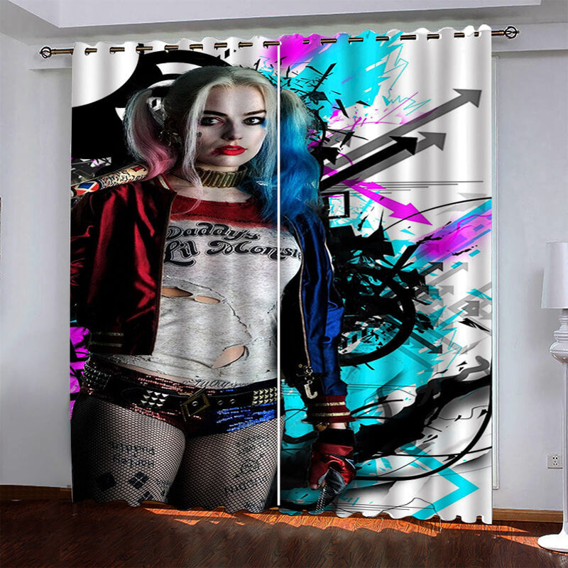 2024 NEW Harley Quinn Pattern Curtains Blackout Window Drapes