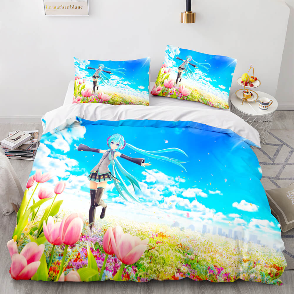 2024 NEW Anime Hatsune Miku Bedding Set Cosplay Quilt Cover Without Filler